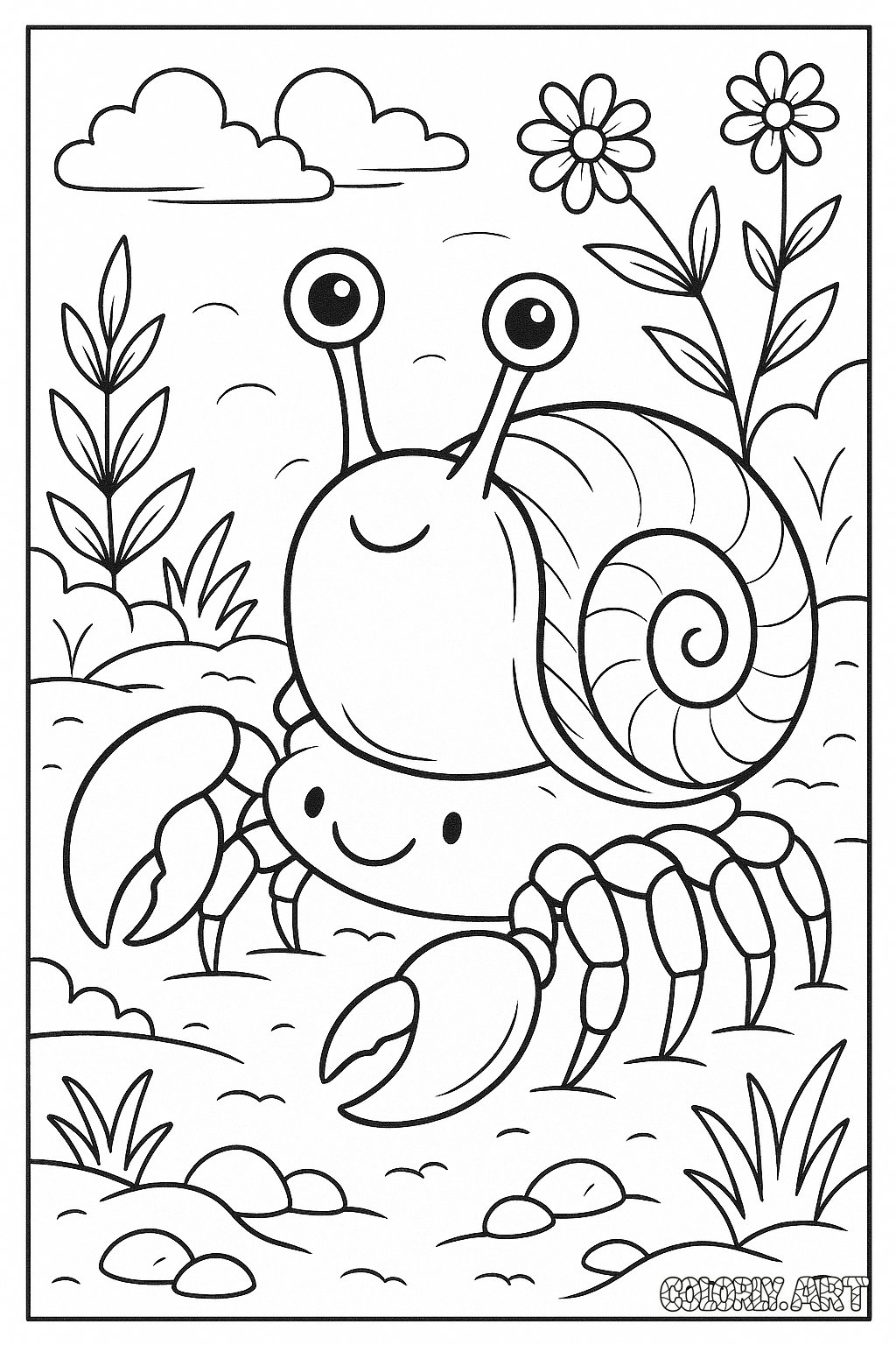 Snail Crab Coloring Page  V2 