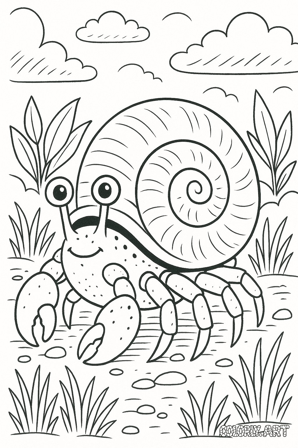 Snail Crab Coloring Page 