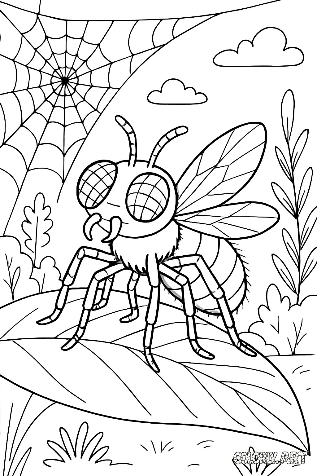 Spider Fly Coloring Page 