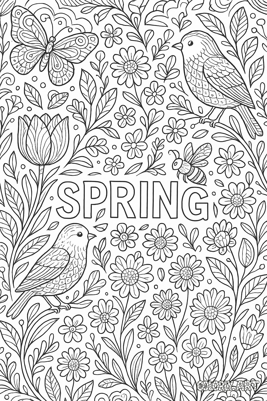 Spring Coloring Pattern Coloring Book Page Colorly.art V2 