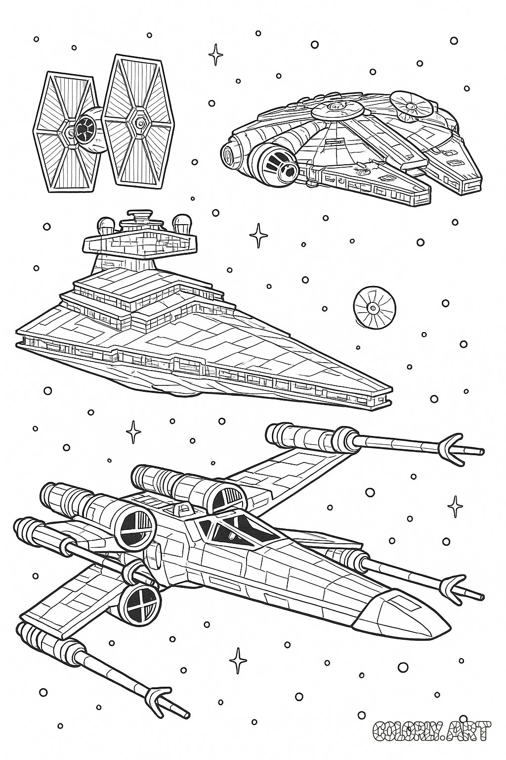 Star Wars Fleet Coloring Book Page Colorly.art V2 