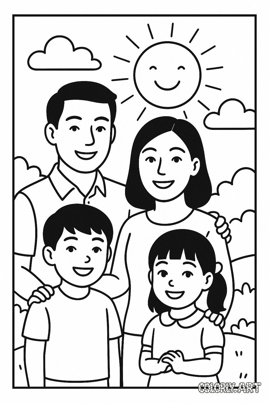 Sun Family Coloring Book Page Colorly.art