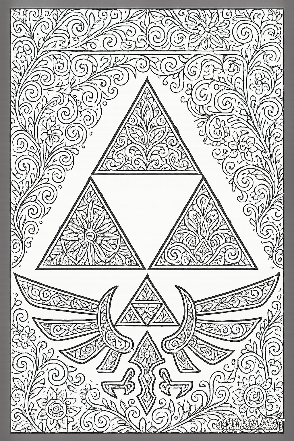 Triforce Coloring Pattern Coloring Book Page Colorly.art V2 