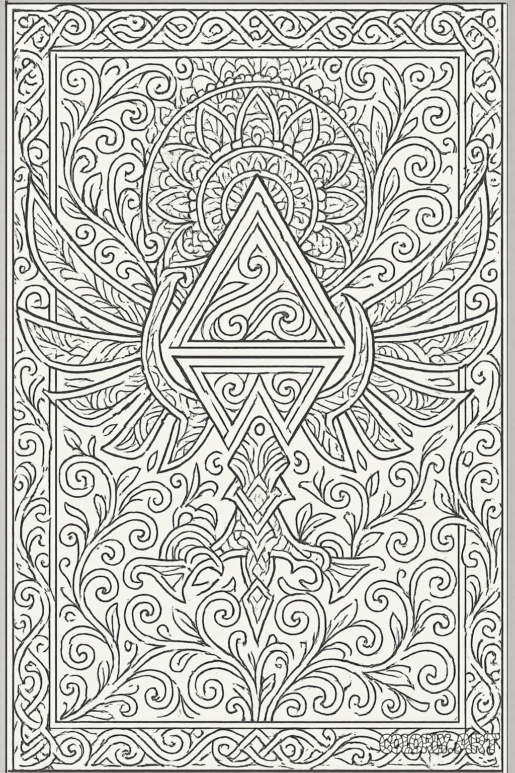 Triforce Coloring Pattern Coloring Book Page Colorly.art