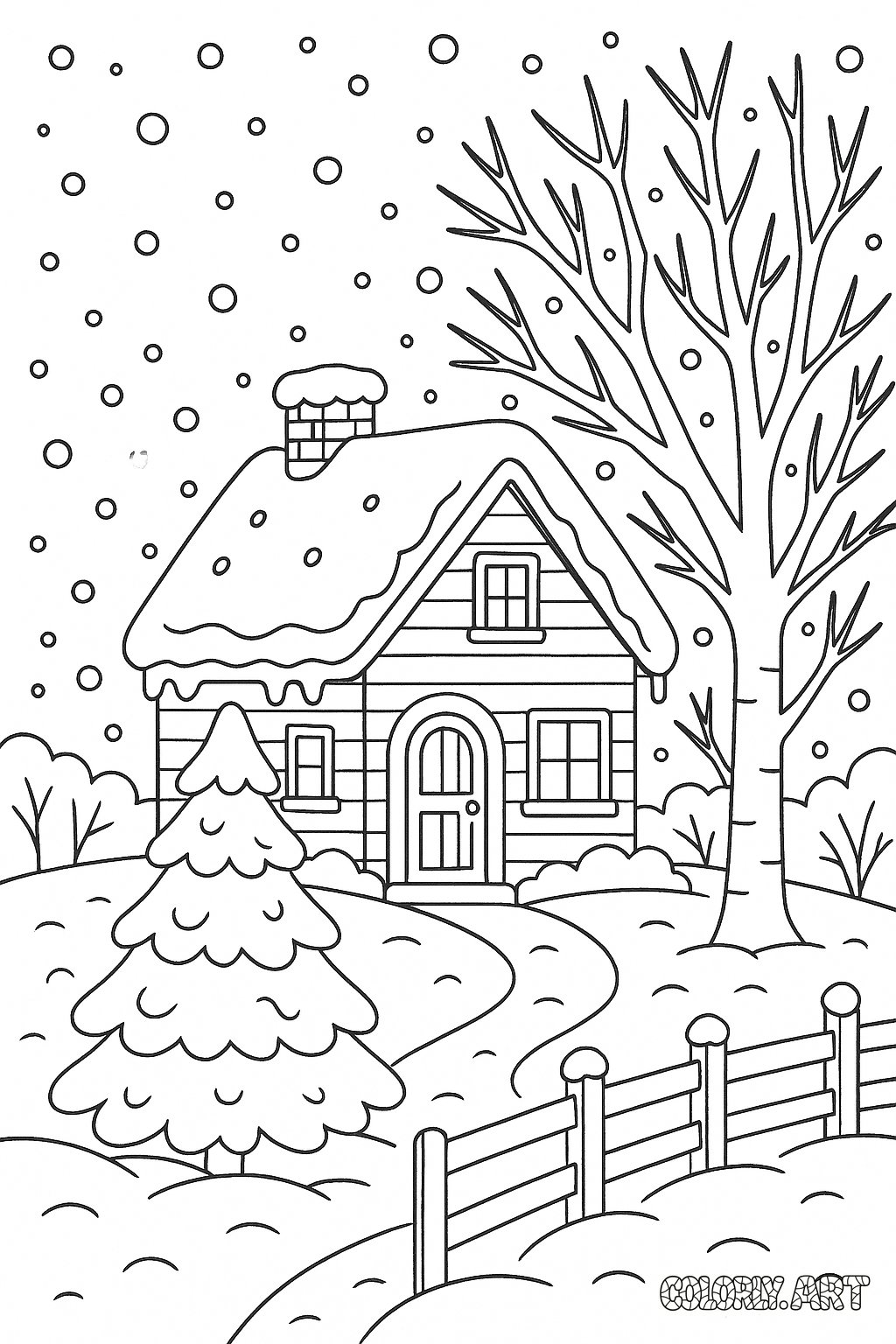 Winter Wonderland Coloring Book Page Colorly.art V2 