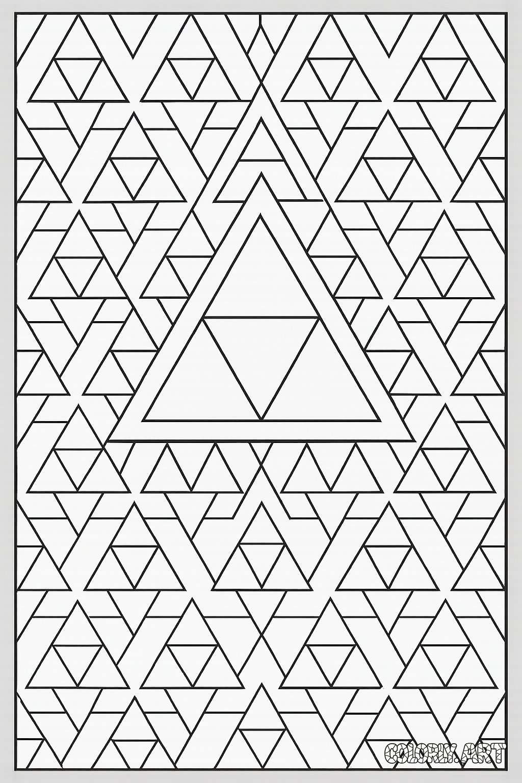 abstract Triforce Pattern Design simple Coloring Book Page Colorly.art
