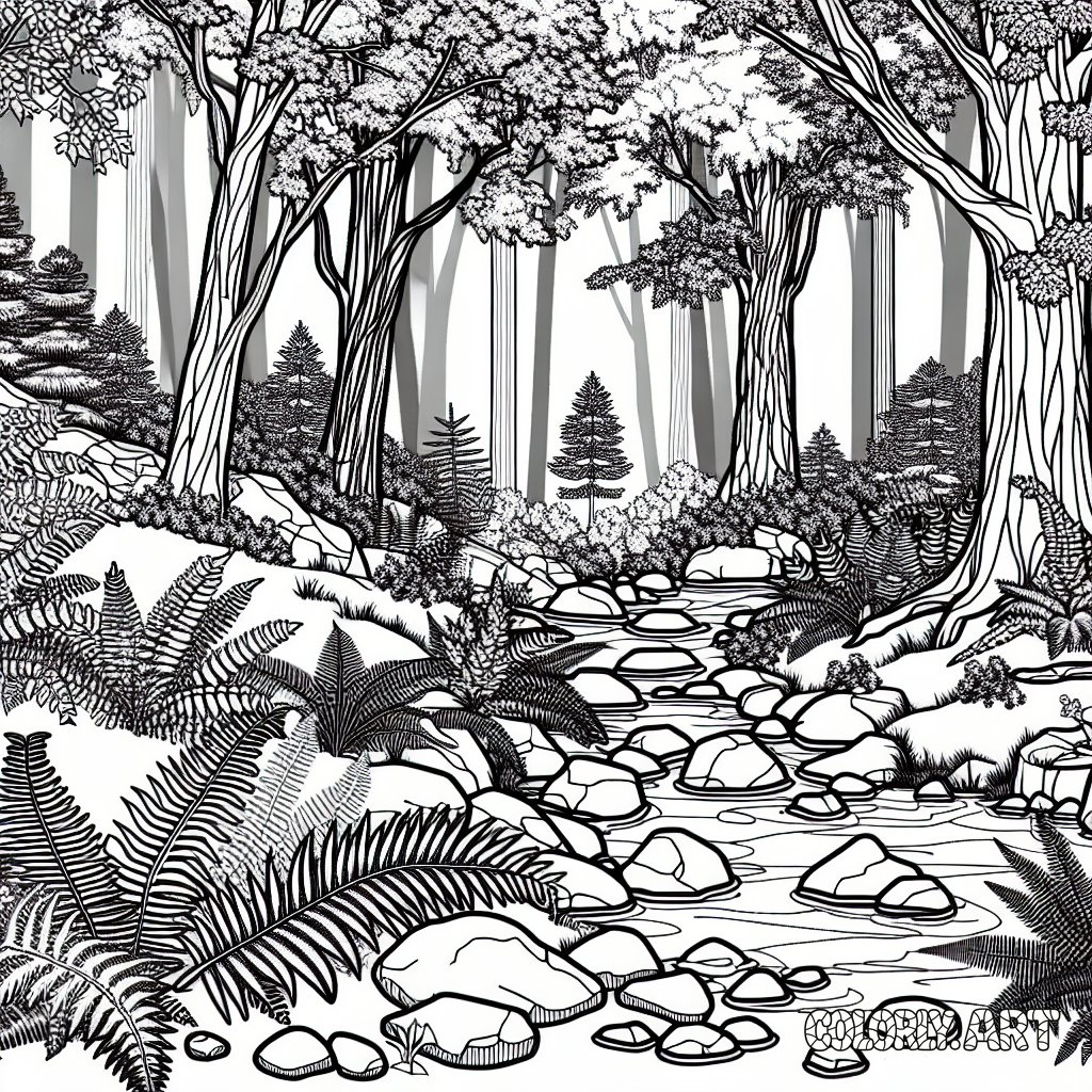 scenefrom a forestColoring Book Page Colorly.art
