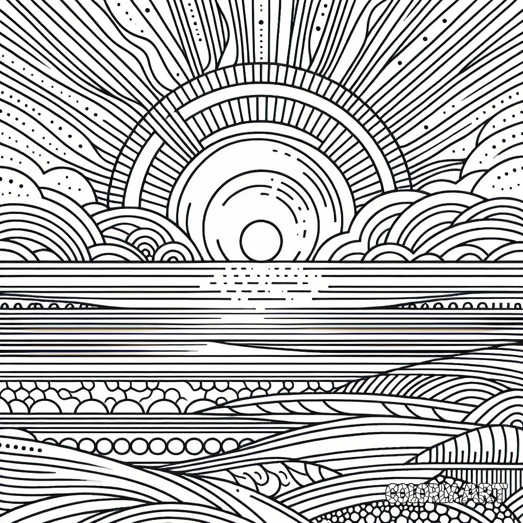 sunriseColoring Book Page Colorly.art