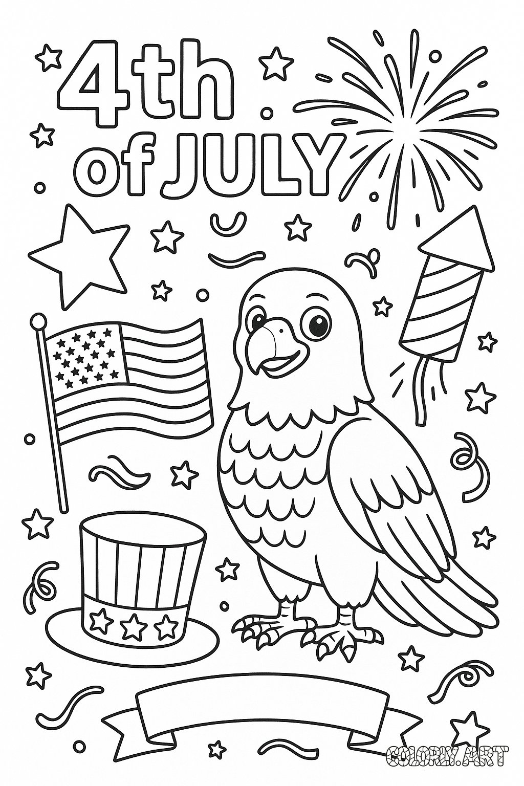 the 4th of July Celebration Coloring Book Page Colorly.art V2 